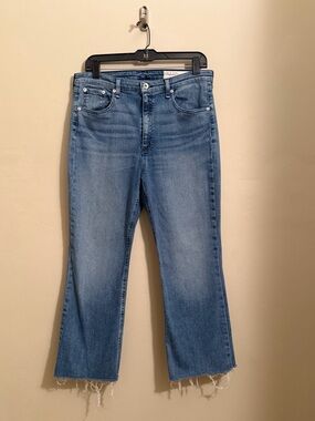 rag & bone Dre Cropped Jeans Light Wash Raw Hem Straight Leg Size 32